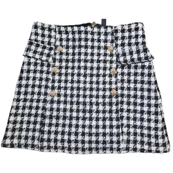 Francesca Women Preppy Button Accent Checkered Skirt Size Medium MINI NEW - Picture 1 of 9